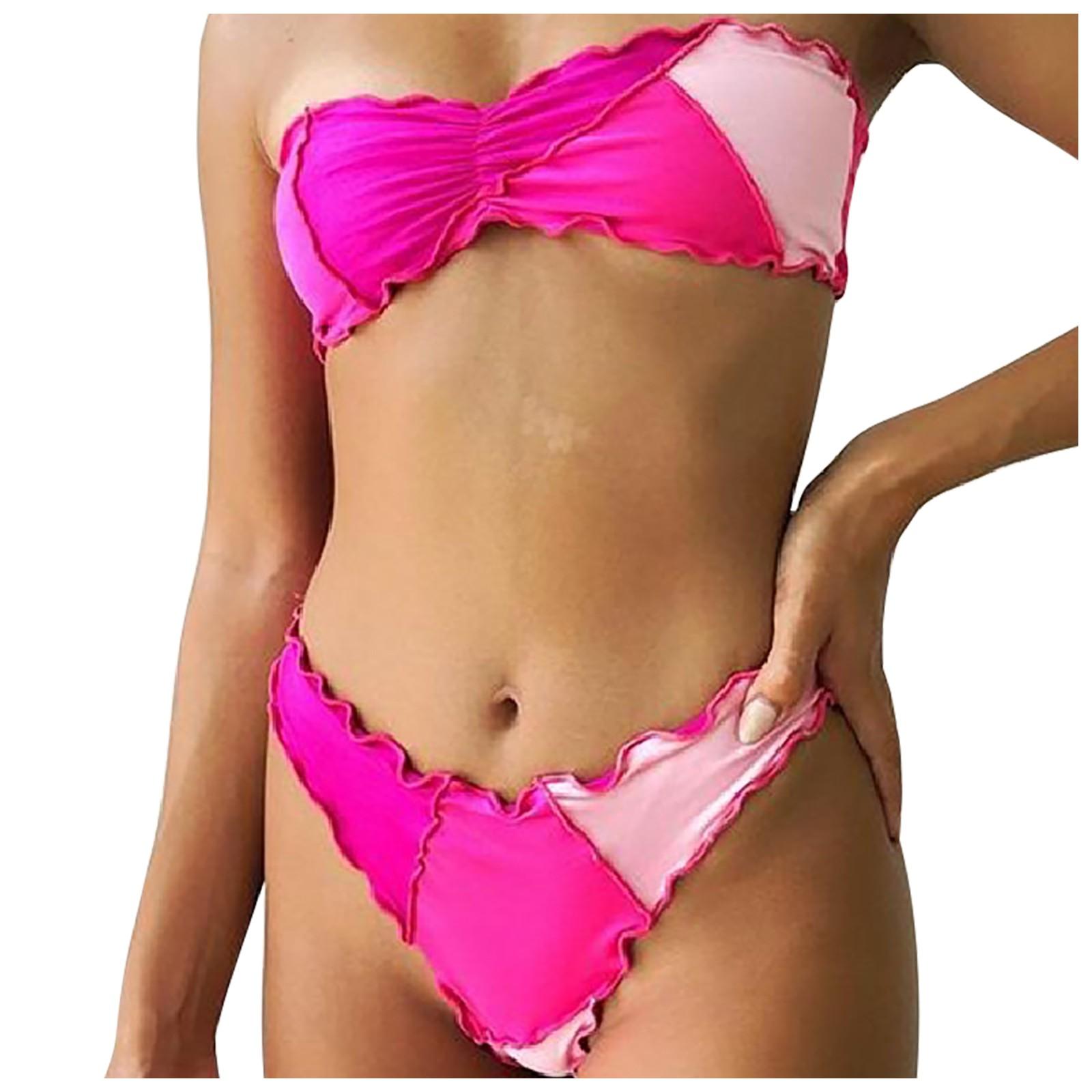 

Женский комплект бикини с принтом, купальник, двухсекционный купальник для женщин, пляжная одежда L красный