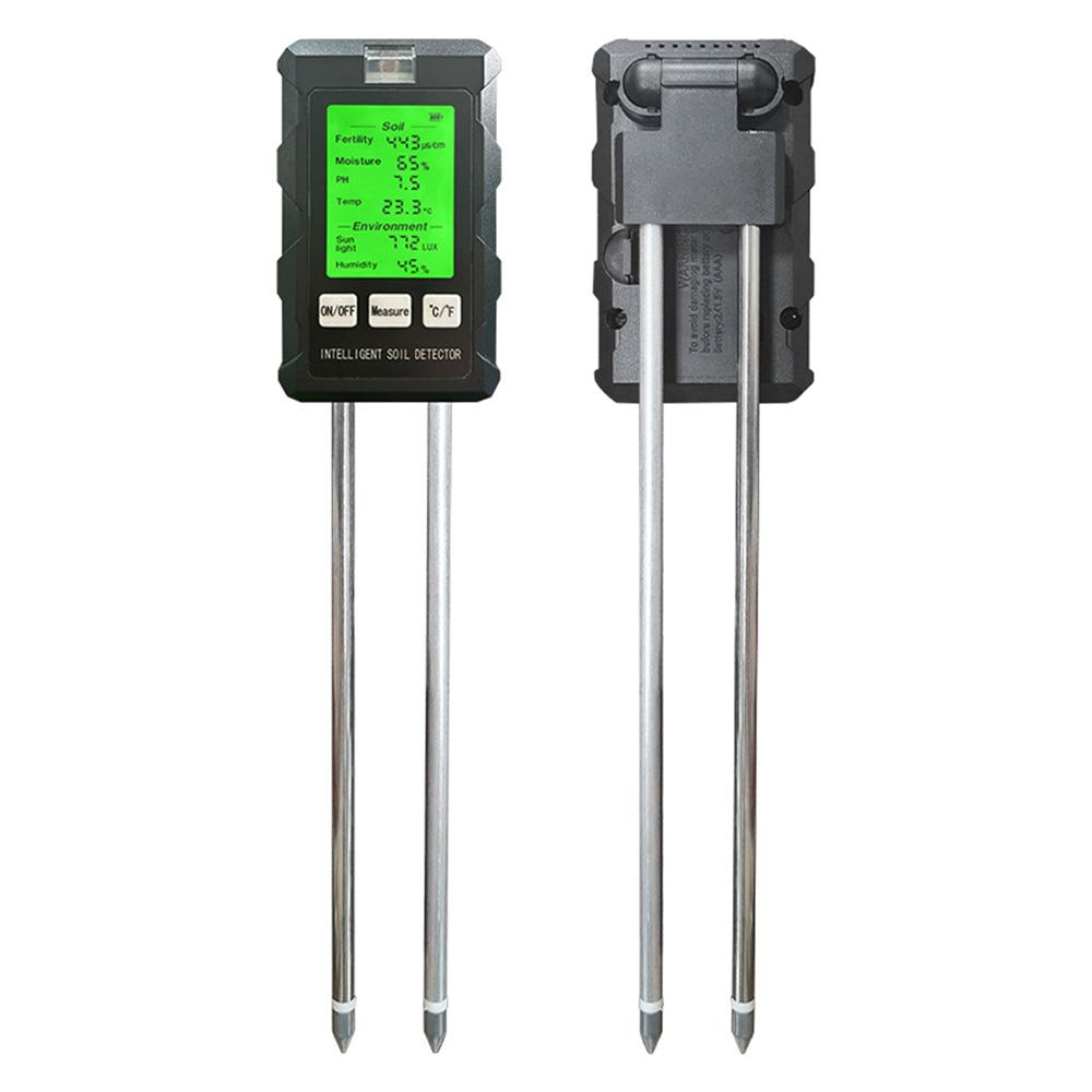 

6-in-1 Soil PH Tester Light level/moisture level/pH level/temperature Soil tester with backlit HD display Gardening and planting чёрный