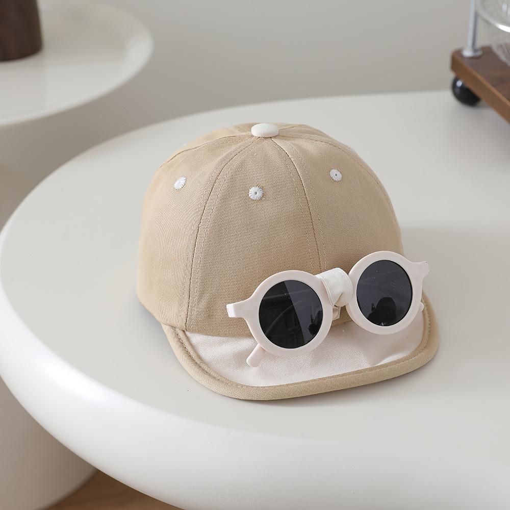 Children's Stylish Sun Protection Baseball Cap with Soft Brim and Sunglasses for Boys and Girls