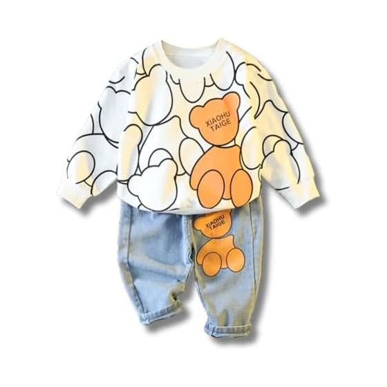 [Dea Bona] Children s Clothing, 2-Piece Set, Top and Bottom Set, Long Sleeve, Sweatshirt, Sweatshirt, Children s Clothing, Boys, Kids, Animal, Bear