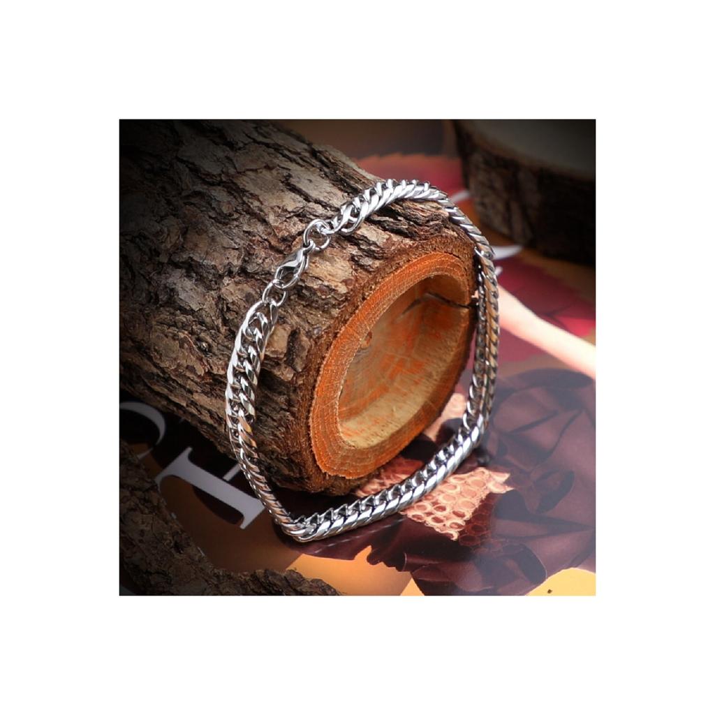Unisex-Armband aus kubanischem Silberstahl