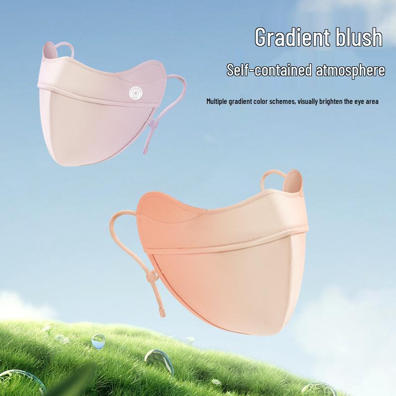 Summer Gradient Blush UV Protection Ice Silk Mask for Women - 3D Stereo Design, UPF 50+, Eye Corner Protection