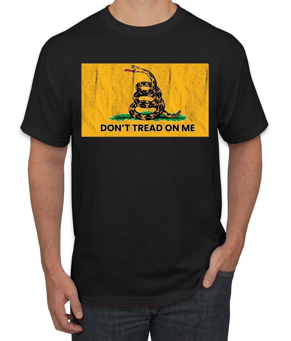 Dont Tread On Me Flag Snake and Grass Yellow Green Men T- Shirt M