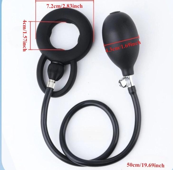 Inflatable Ejaculation Delay Penis Ring Liquid Silicone Erection Enhancing Cock Ring Flirting Training Male Masturbator Sex Toys