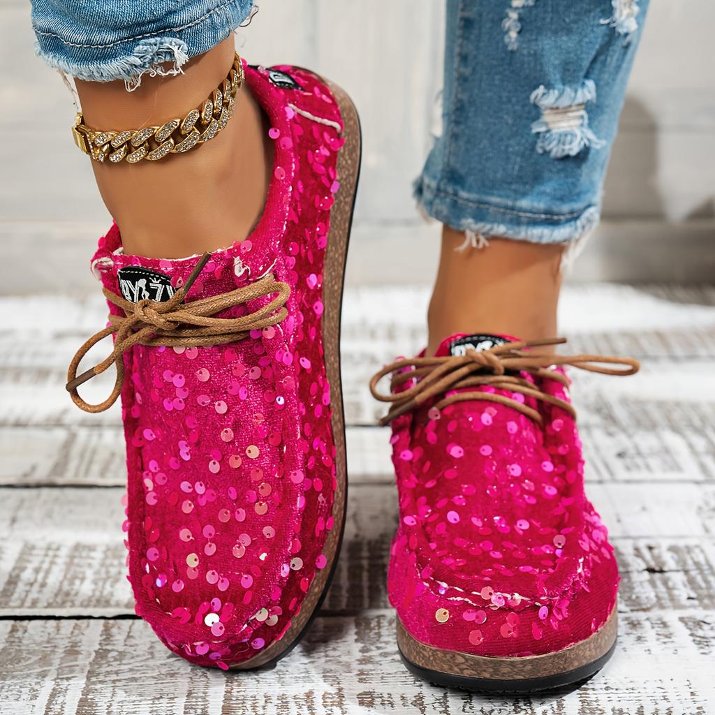 Casual Sneakers - Lightweight, Breathable Fabric Upper with Synthetic Faux Leather Sole, Stability Support, All-Season Comfort, Vibrant Pink