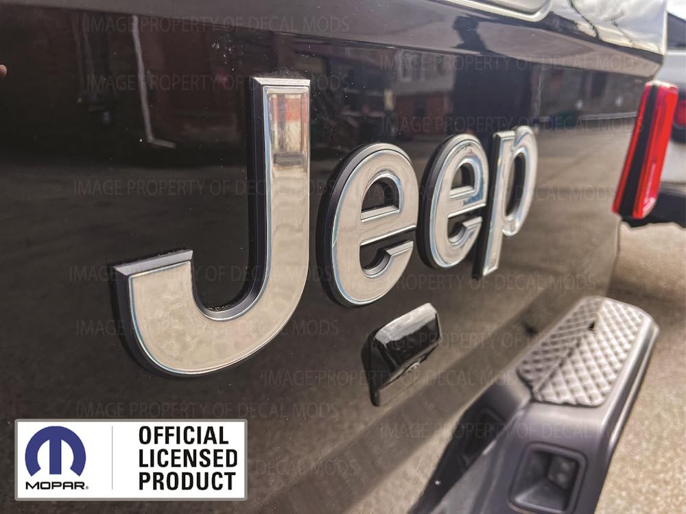 Decal Mods 3D Raised Jeep Tailgate Overlay Jeep Wrangler & Gladiator JL/JT Rubicon (2018-2024) Mirror Chrome | FK3Q4
