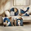4pcs Linen Pillow Covers 45x45cm Abstract Art Cushion Cases Blue Gold Marble Geometric for Sofa Bed Decor Zipper Closure