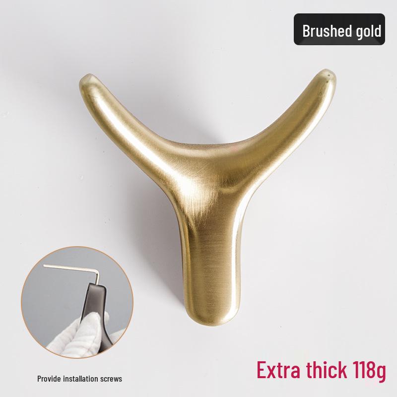 Nordic Creative Zinc Alloy Ox Horn Wall-Mounted Coat Hook for Bathroom, Kitchen, or Entryway.
