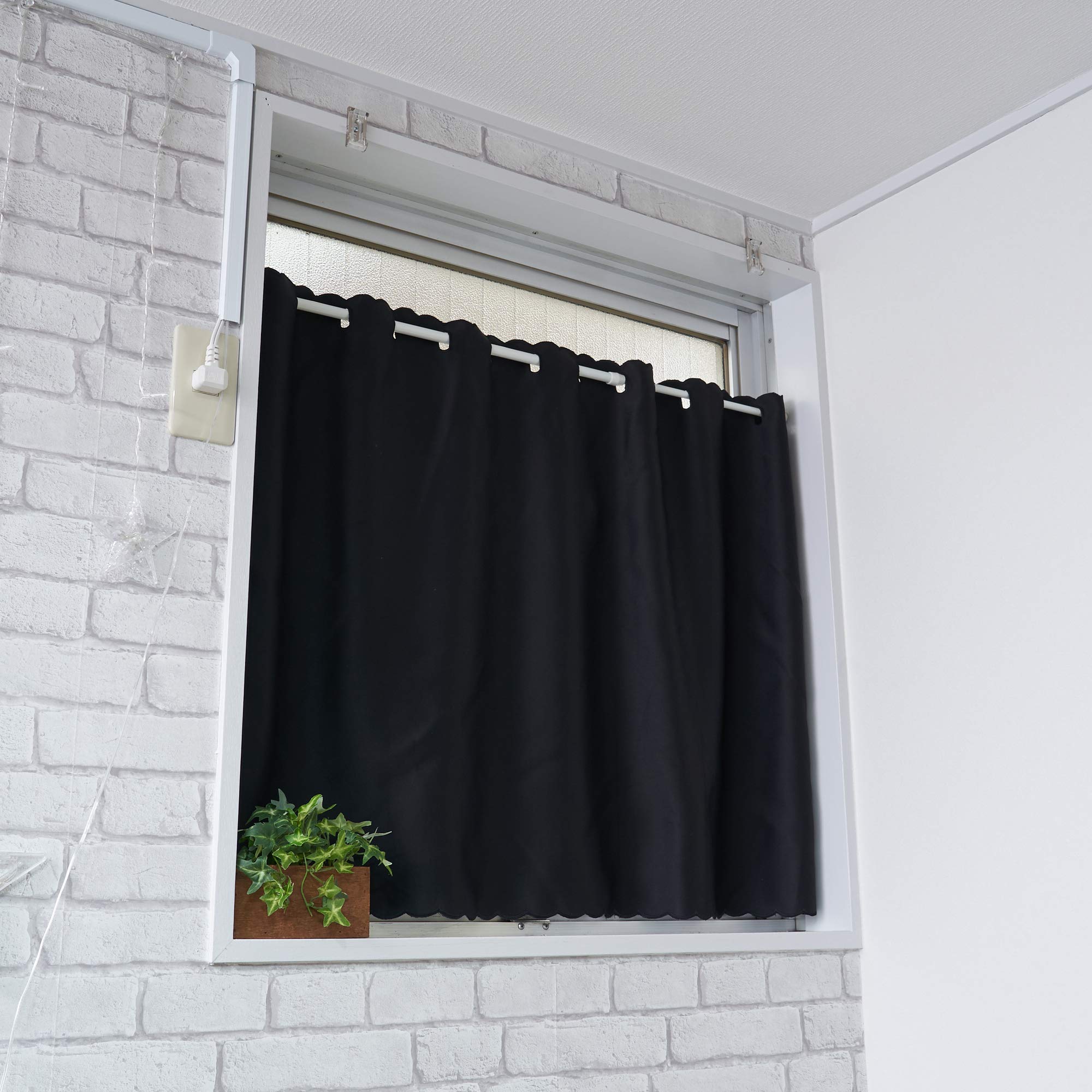 

cloth shop Nunoya Cafe Curtain for Small and Insulating 1 Light Width 140cm x Length 90cm Windows, Heat-Shielding [Black [Level Blocking] [1 Panel]] чёрный