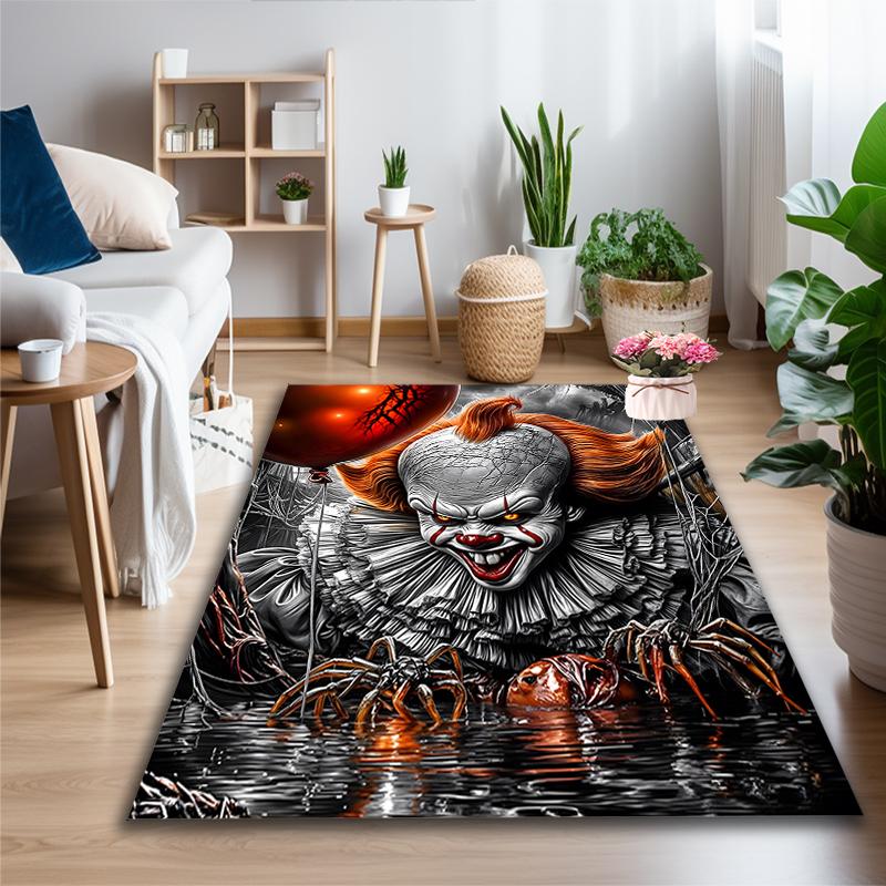 [1pc Horror Clown Portrait Office Carpet] Easy Maintenance Chair Rug for Conference Room Use, Durable Area Sofa Floor Mat