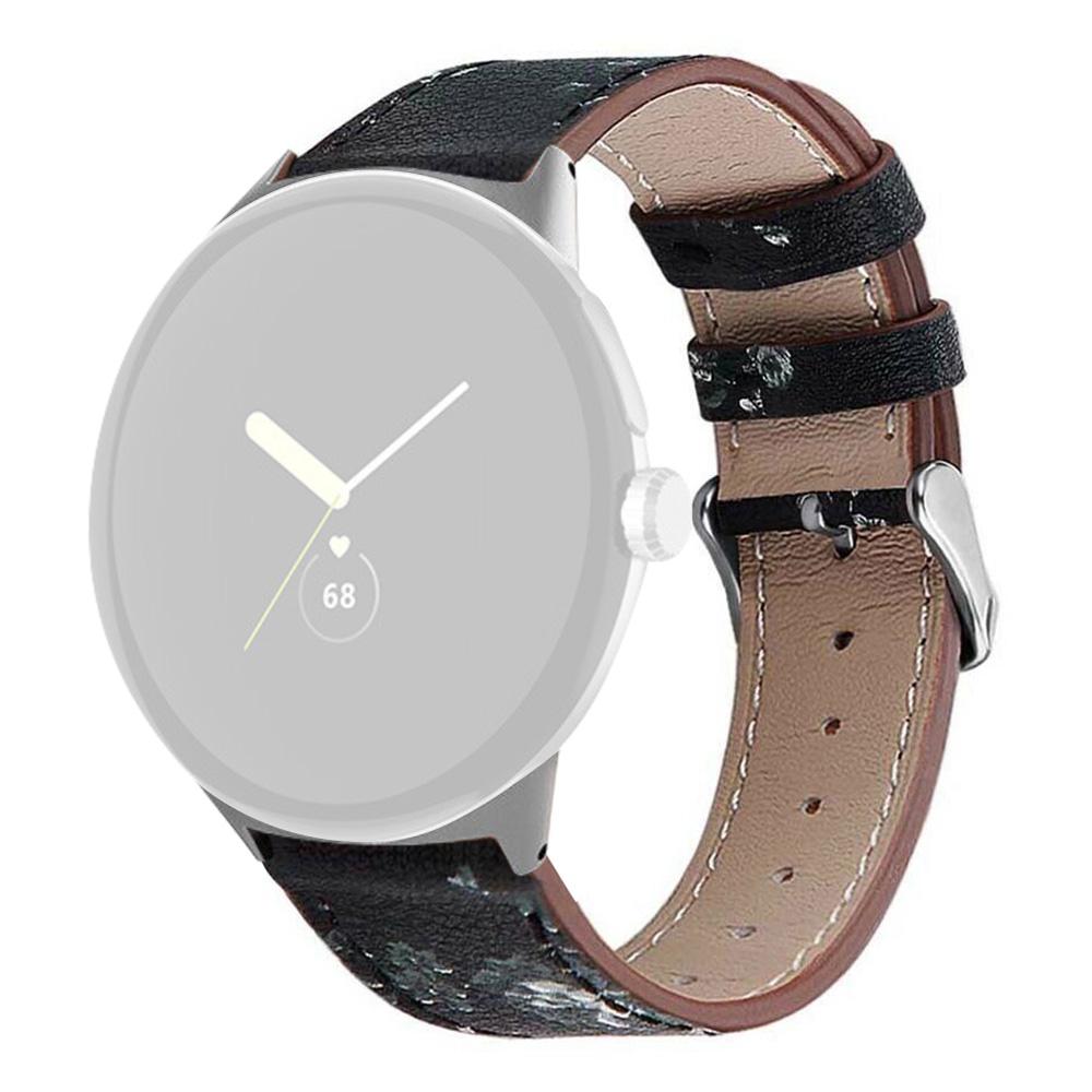 

Quick Release Watch Band for Google Pixel Watch 3 41mm/Watch 2/Pixel Watch Genuine Leather Watch Strap Replacement Part Black/Grey