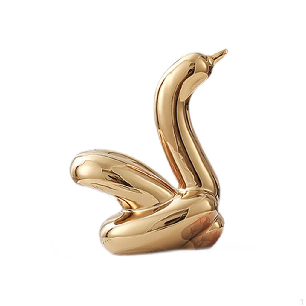 Ceramic Swan Statue Table Decoration Glazed Home Decor for Office Desk Entry