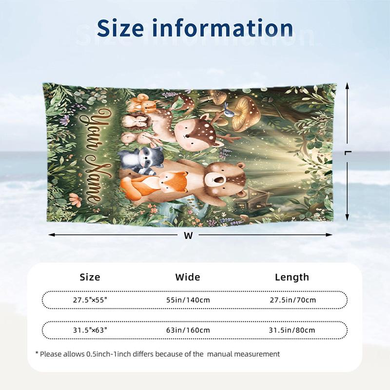 Forest Nature Theme Beach Towel Personalized Custom Name & Text Soft Quick Dry Beach Towel for Swimming Travel