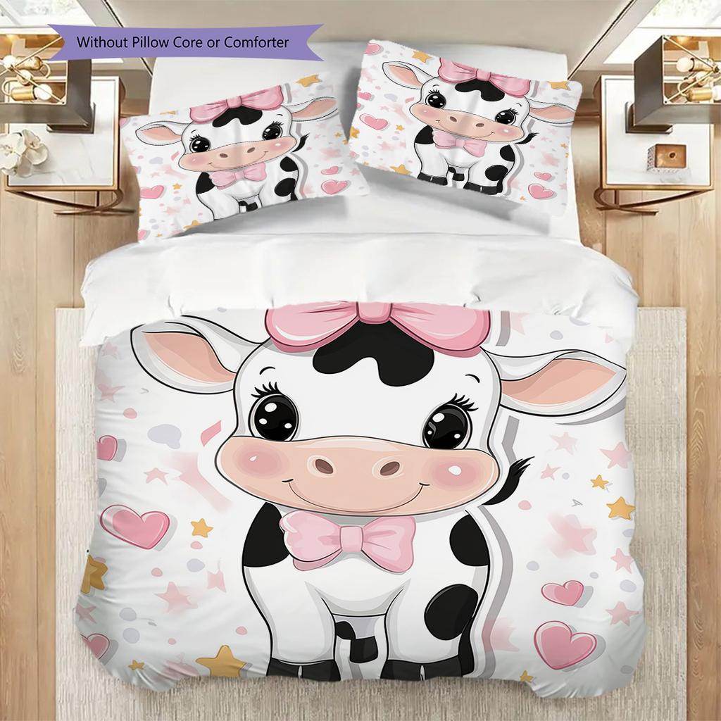 Cow Pattern Bedding Quilt Set Quilt Cover Pillowcase Home Decoration Birthday Gift (1 * duvet cover + 2 * pillowcase, without core)