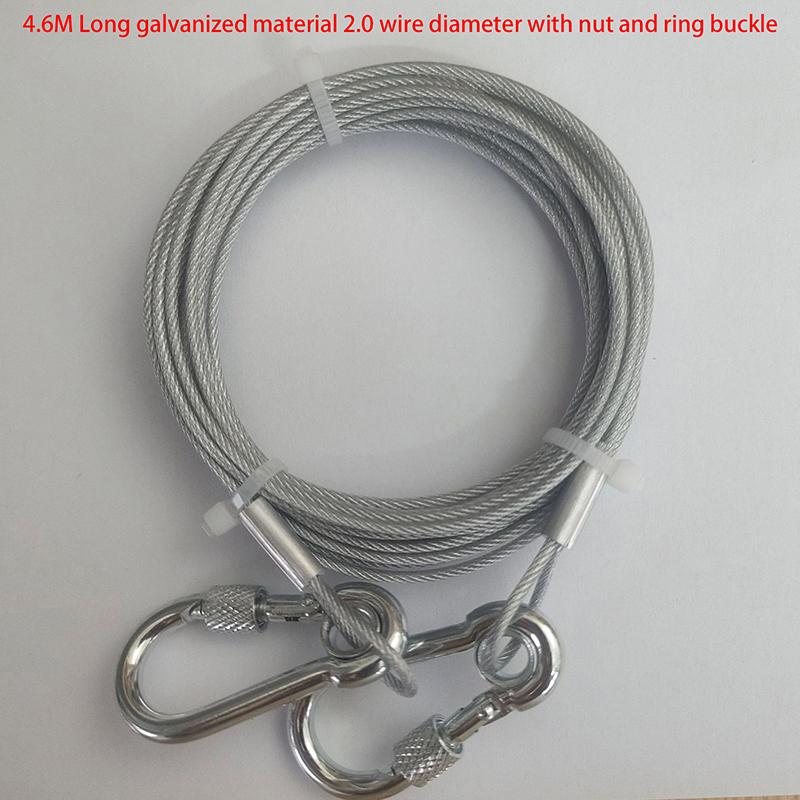 3-10M Double-Headed Dog Tie Out Cable Leash Raction Rope Metal Buckle Steel Wire Anti-Rust Training Collar Outdoor Dogs Strap