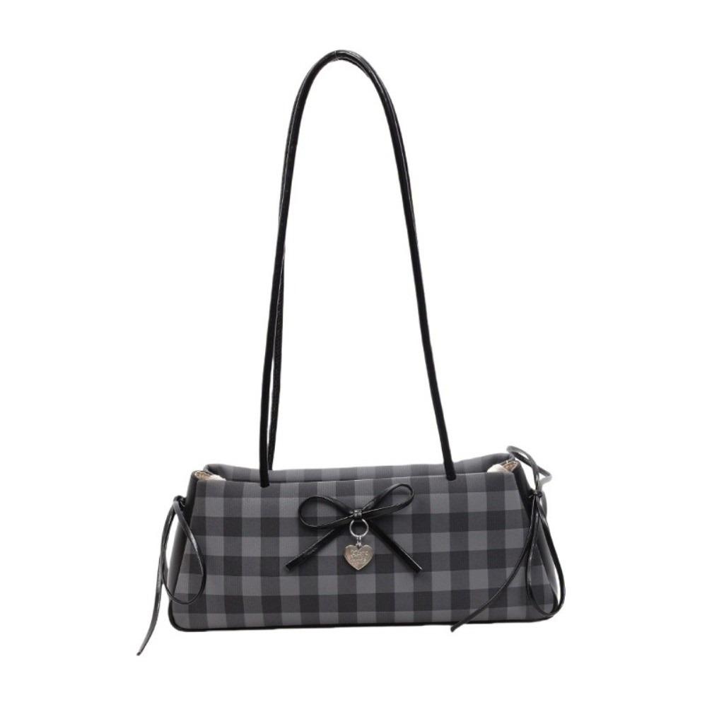 

Сумка на плечо Y2K из ПУ в клетку с бантом, сумки подмышку, милая французская сумка-багет, работа