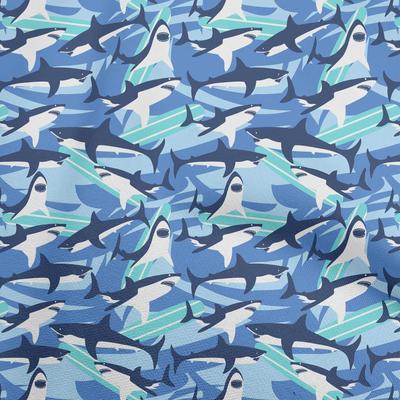 Cotton Flex Medium Blue Fabric Ocean Shark Quilting Supplies Print Sewing Fabric By The Yard 40 Inch