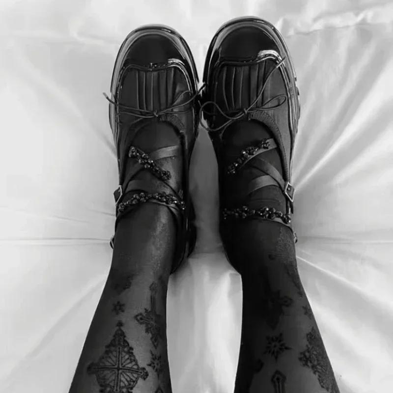 Platform Single Shoes for Women 2025 Mary Jane Shoe for Women Sneakers Sponge Ballet Shoes Hollow Leather Shoes