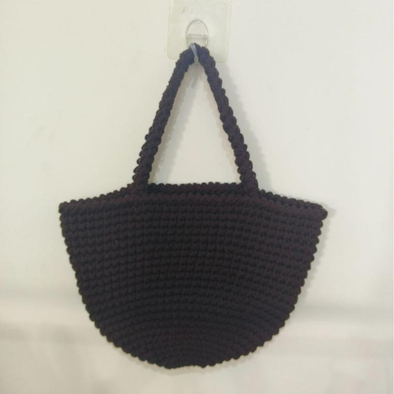 

New cotton thread hand-woven bag large capacity hand improvement straw bag female seaside vacation tote bag exposure темно-коричневого