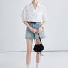 V-neck Short Sleeved Polo Neck White Shirt Women's Commuting Elegant Solid Colour Loose Blouses Thin Top Spring and Summer