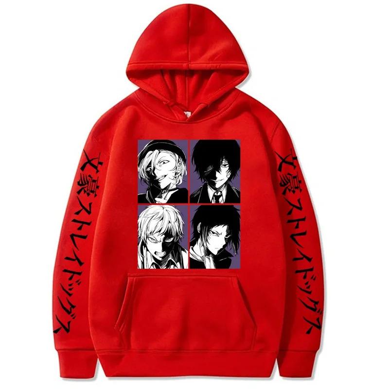 Bungou Stray Dogs Japanese Animation Hoodie Vintage Unisex Pullover Men Vintage Graphic Hoody Tops Oversize Clothing