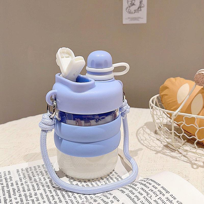 

Милая двойная стеклянная бутылка для воды, термостойкая силиконовая чашка с рукавом, стеклянная чашка-непроливайка, модная портативная чашка для чая с молоком, чашка для фруктового сока 401-500ml