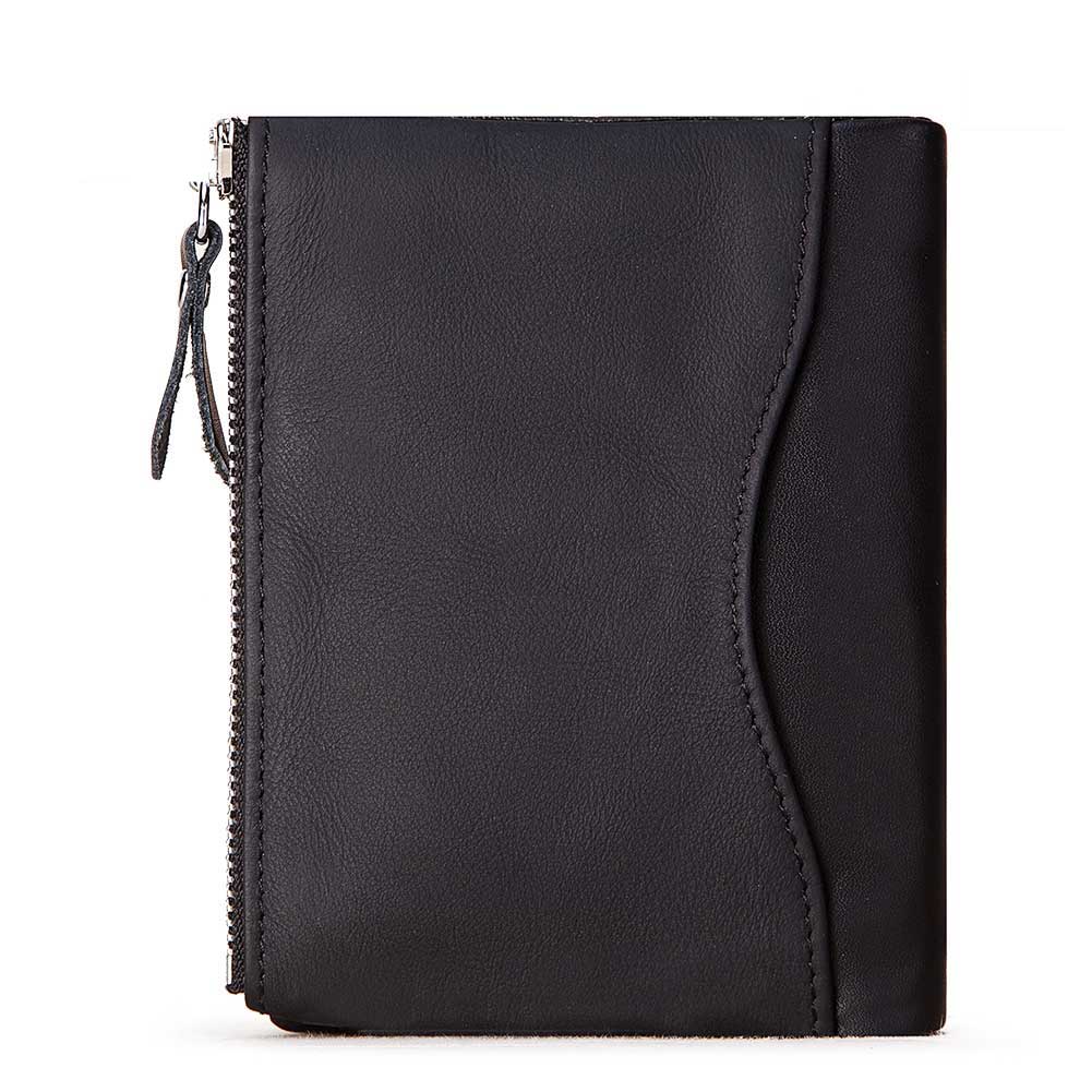 Humerpaul Herren-Geldbörse, RFID-Schutz, Anti-Diebstahl-Scan, männliches Leder, Biflod, kurze Geldbörse, Reißverschluss, Münzfach, lässige Geldtasche, BP-BP812-Schwarz