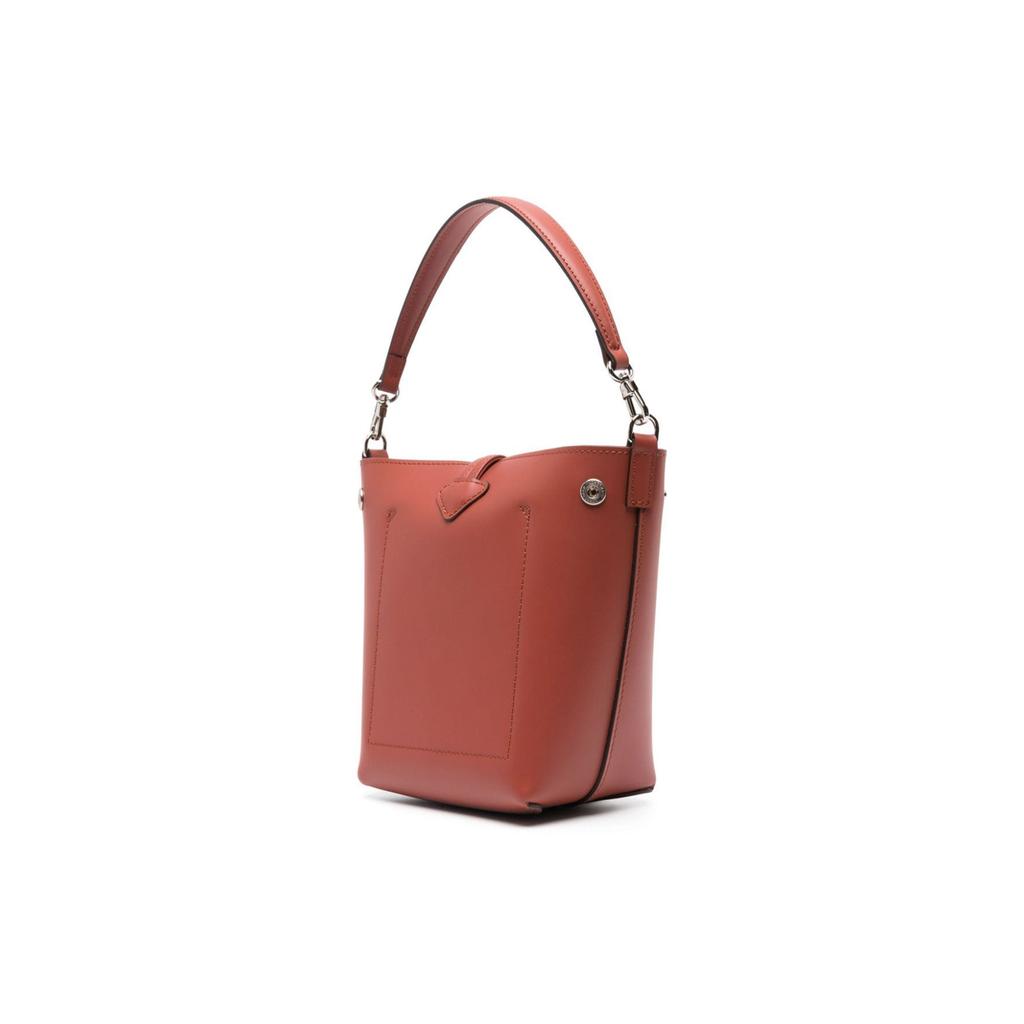 Longchamp Le Roseau Bucket Bag With Silver Hardware Women Handbags Red-Brown 10229HCN204