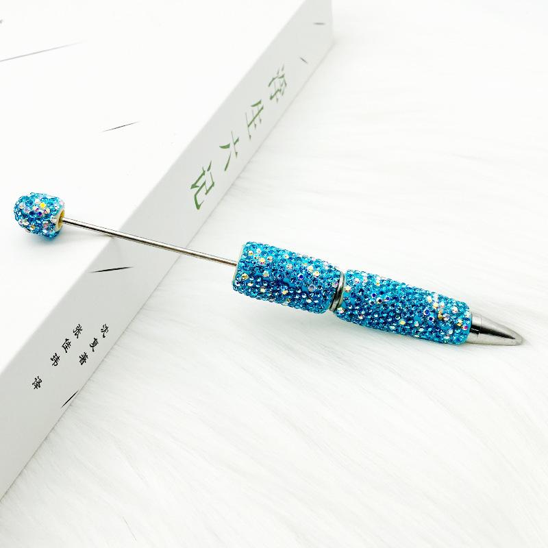 Rhinestone Bead Pen, Shiny Rhinestone Bead Pen DIY Plastic Bead Pen Christmas Crystal Shaft Black Ink Ballpoint Pen Suitable
