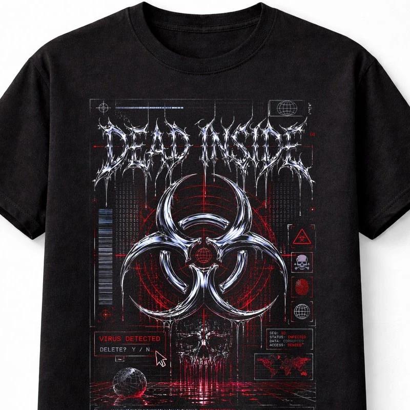 Dead Inside Biohazard Cyber Y2K Gothic Graphic Unisex TShirt S