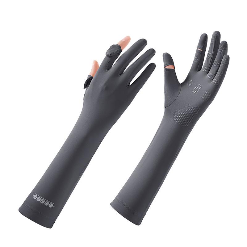 Summer Ice Silk Gloves for Women's Non Slip New Sunshade Light and Breathable Cycling Driving Touch Screen Thin Long Gloves