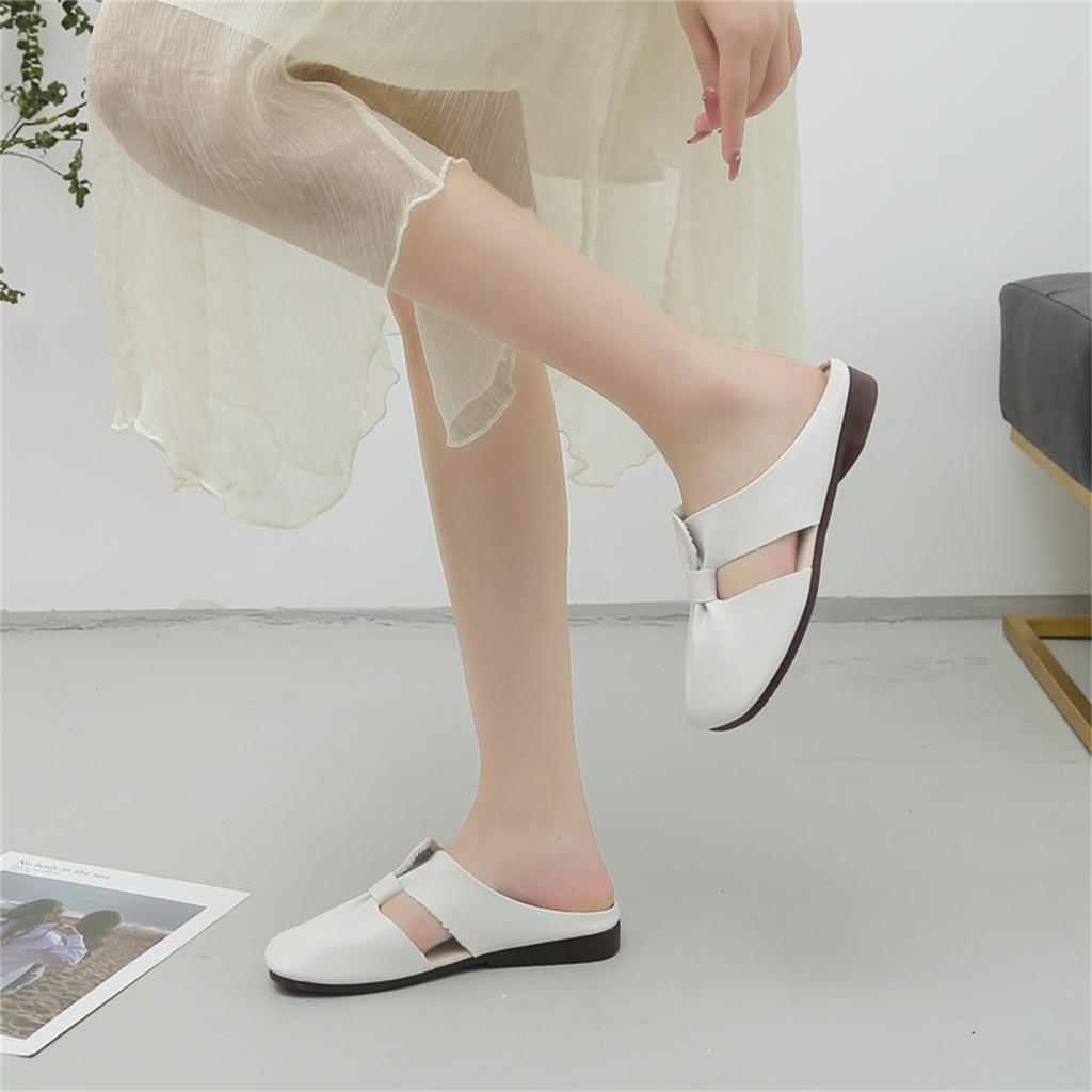 Women Flat Shoes Soft Sole Slip On Casual Open Back Loafers Large Size Comfortable Walking Shoes for Everyday Use