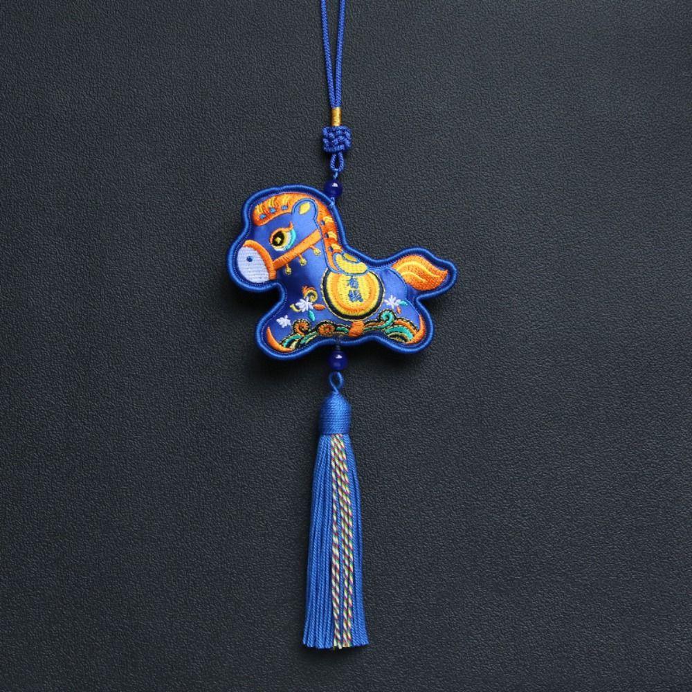 Chinese Style Pony Embroidered Pendant Tassel Zodiac Mascot Horse Hanging Decoration Funny Spring Festival Car Hanging Ornaments