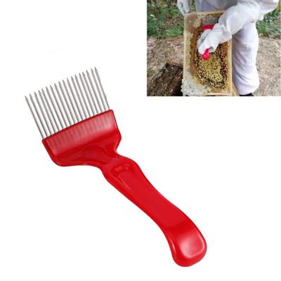 18/21 Pin Bee Honey Fork Stainless Steel Straight Needles Honey Scratcher Plastic Handle Yellow/Red/ Honey Scraper Honeycomb