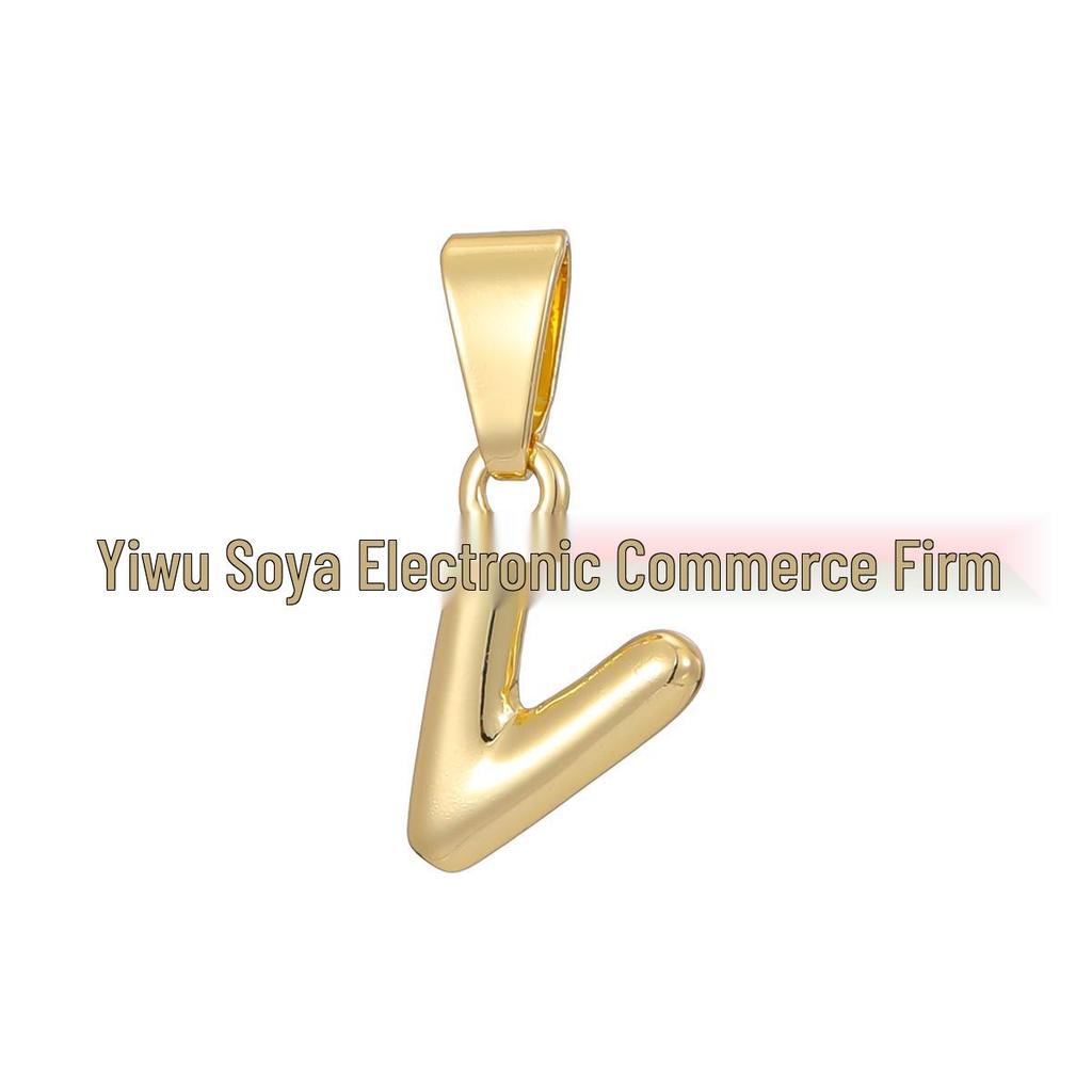 18k Gold-Plated Brass Mini Bubble Letter Pendant Necklace, DIY Personalized with 26 English Letters.