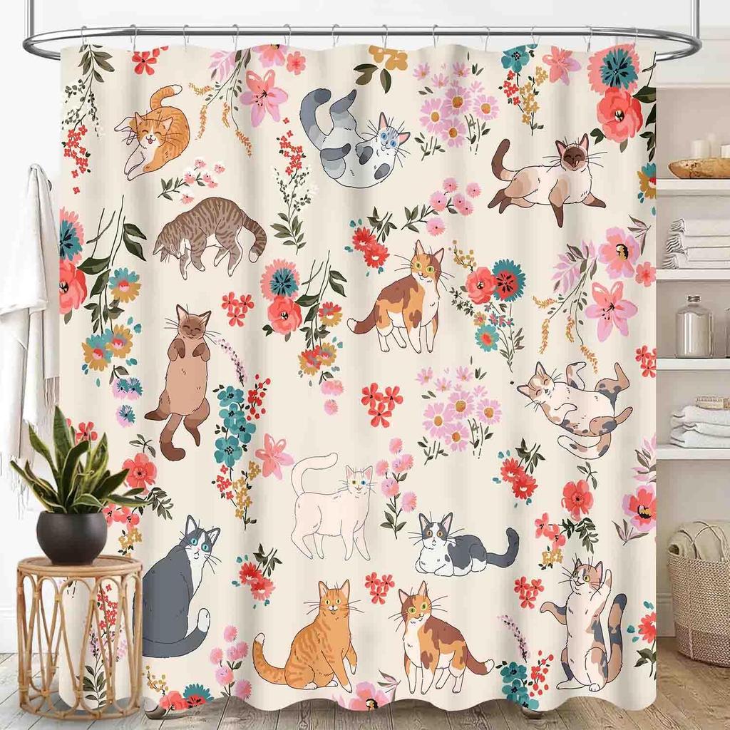 Boho Floral Shower Curtain for Bathroom,Colorful Mandala Tropical Flower Vibrant Ethnic Paisley Print Bohemian Unique Vintage