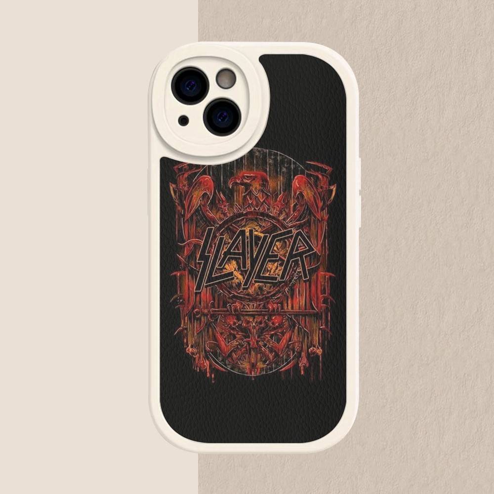 1pc Heavy Metal S-slayer Band Phone Case Hard Leather For IPhone 16 15 14 13 12 Mini 11 14 Pro Max Xs X Xr 7 8 Plus Fundas