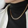 Vintage High-End Zircon-Inlaid Geometric Snake Bone Choker Necklace