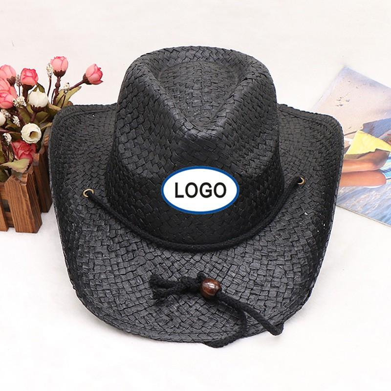 Unisex Wide Brim Straw Cowboy Hat Outdoor Travel Beach Sun Protection