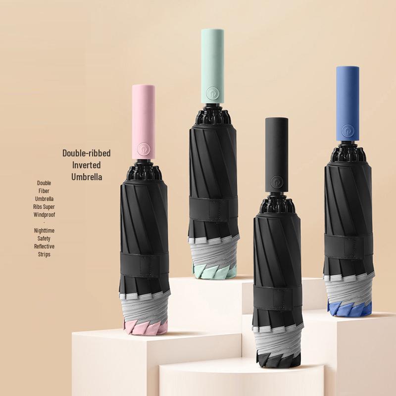 Dual-Purpose Automatic Folding UV Umbrella with 20 Ribs - Reinforced Black Glue for Sun and Rain Protection