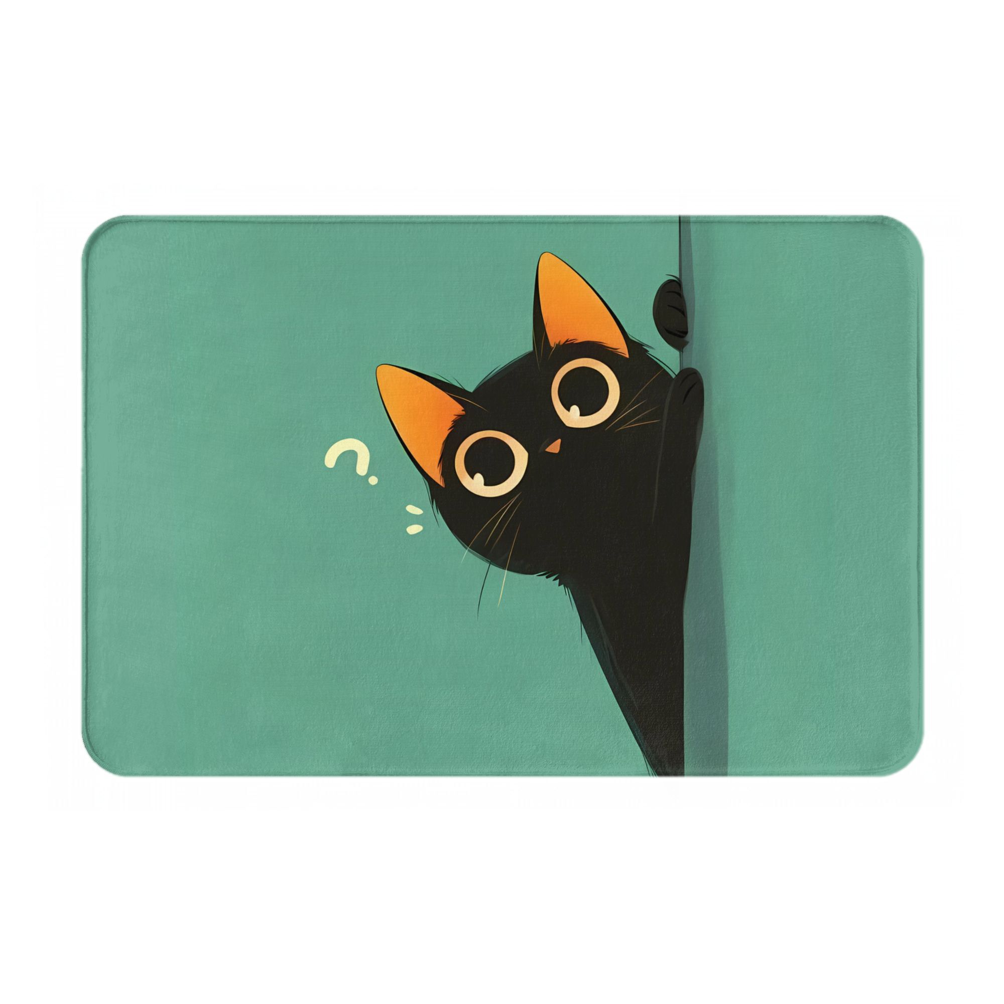 

Curious Black Cat Fashionable Style Door Mat Machine Washable for Bathroom Bedroom Living Room Entrance 40cm x 60cm