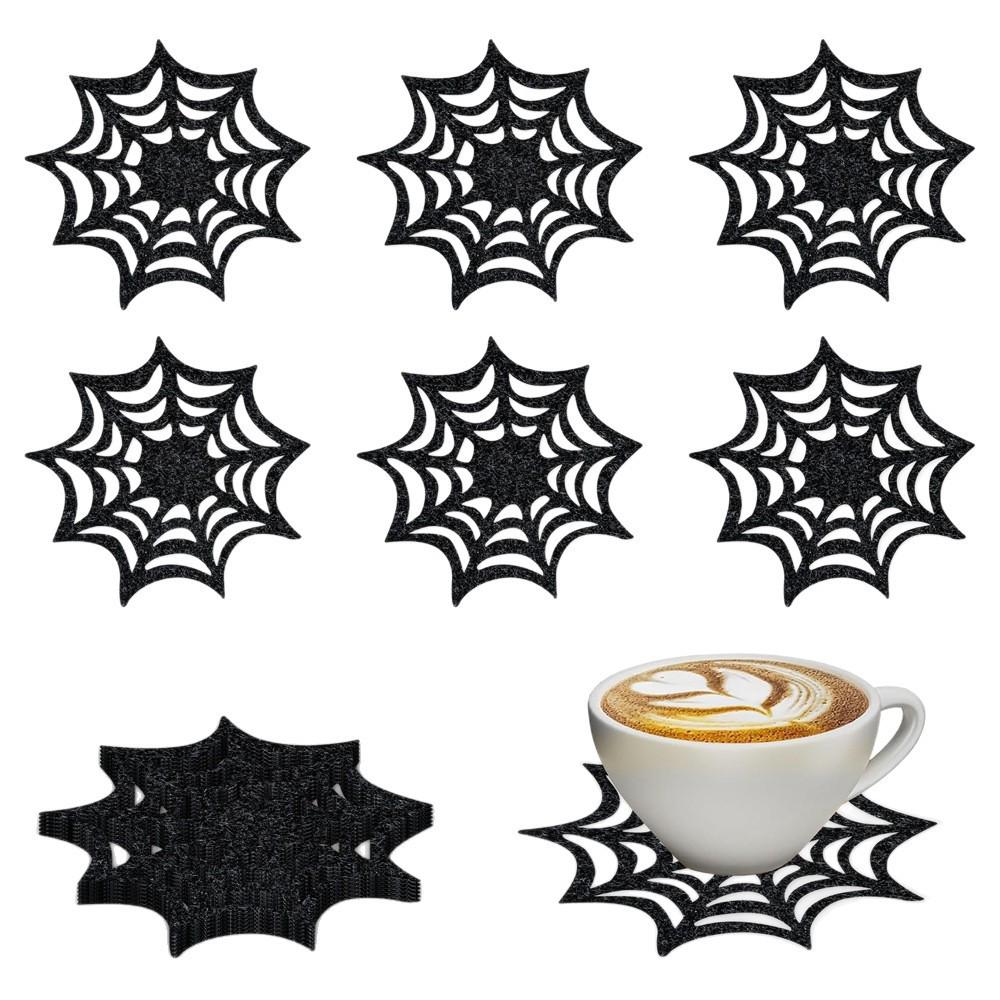 Spider Web Coaster: Halloween Heat Insulation Non-Woven Fabric Tableware Decoration