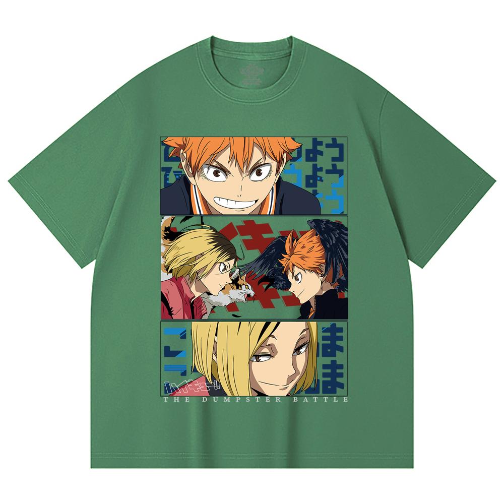 230 Gsm 100% Cotton Haikyu V9 Dumpster Battle Print Unisex Heavy Cotton T Shirt