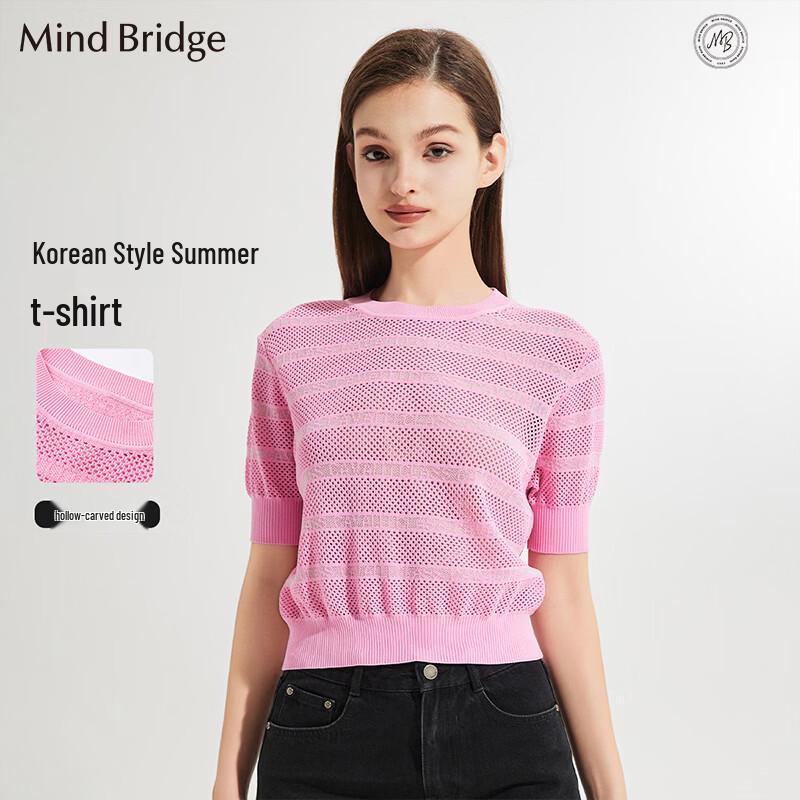 Mind Bridge Women s Round Neck Jacquard Knit Top S