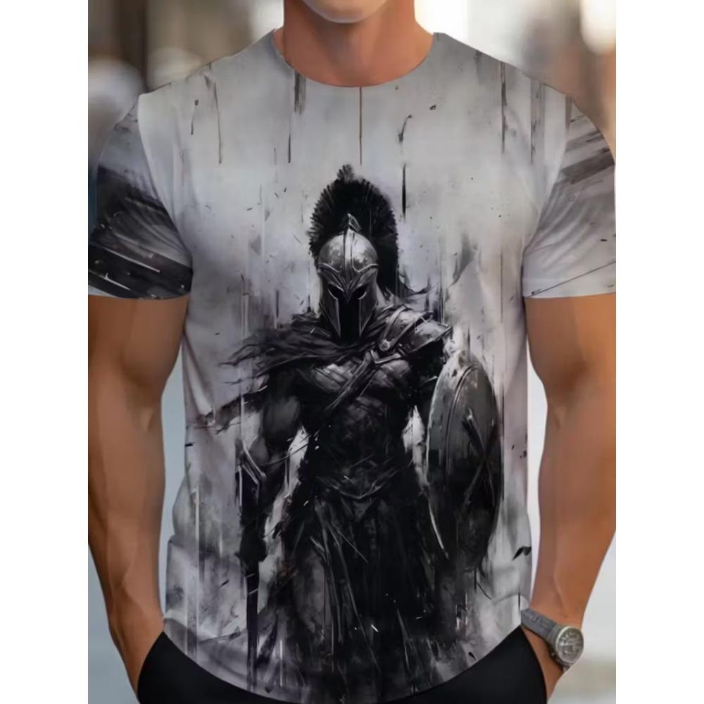 T-shirt Stampata 3D Spartan alla Moda 2026 Nuova Maglietta da Uomo a Maniche Corte Abbigliamento Taglie Forti Girocollo Larga Magliette Guerriero Spartano