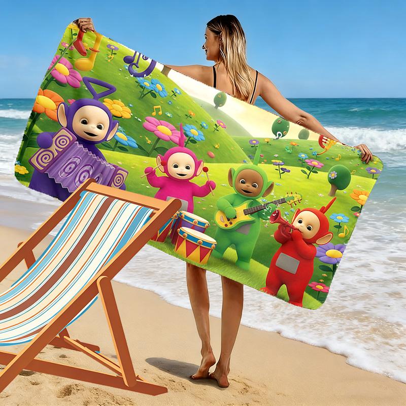 Teletubbies Print Beach Towel, Large Soft Quick Dry Towel for Beach Camping Swimming