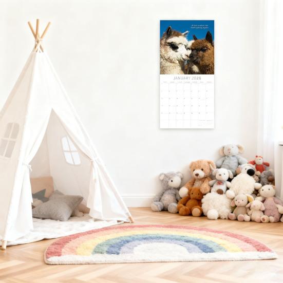 2026 Kisses Square Wall Calendar 16-Month Cute Animal Theme Planner from Sep 2025 12x12 Inch Hanging Schedule Organizer