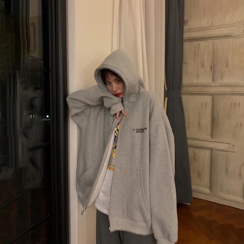 Women Long Sleeve Hooded O Neck Loose Pullovers Female Tops Solid Color Sweatshirts