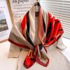 Striped Twill Silk Scarf: Large Square Shawl & Sunscreen Travel Headscarf - 90cm, Perfect for Spring & Autumn