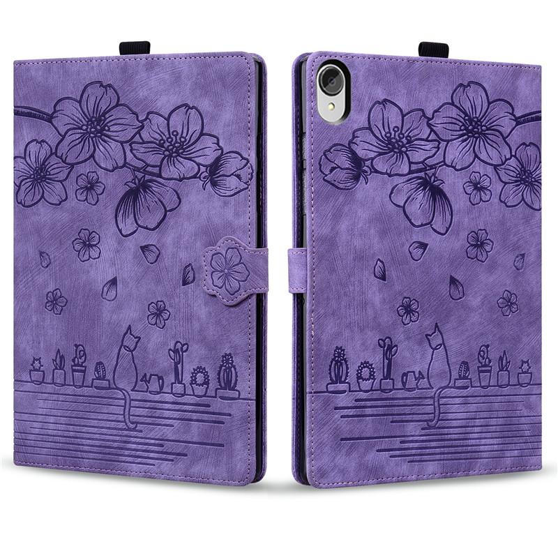 Tablet Case Funda For Lenovo Tab P11 Plus Case 11" Emboss 3D Flower Cat Wallet Tablet Shell For Lenovo Tab P11 Case Tb J606f J606l J616f